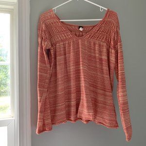 We The Free People Women's Red Orange Long Sleeve Top Blouse Size Small